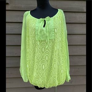 Made in Italy Chartreuse green silk blouse L/XL